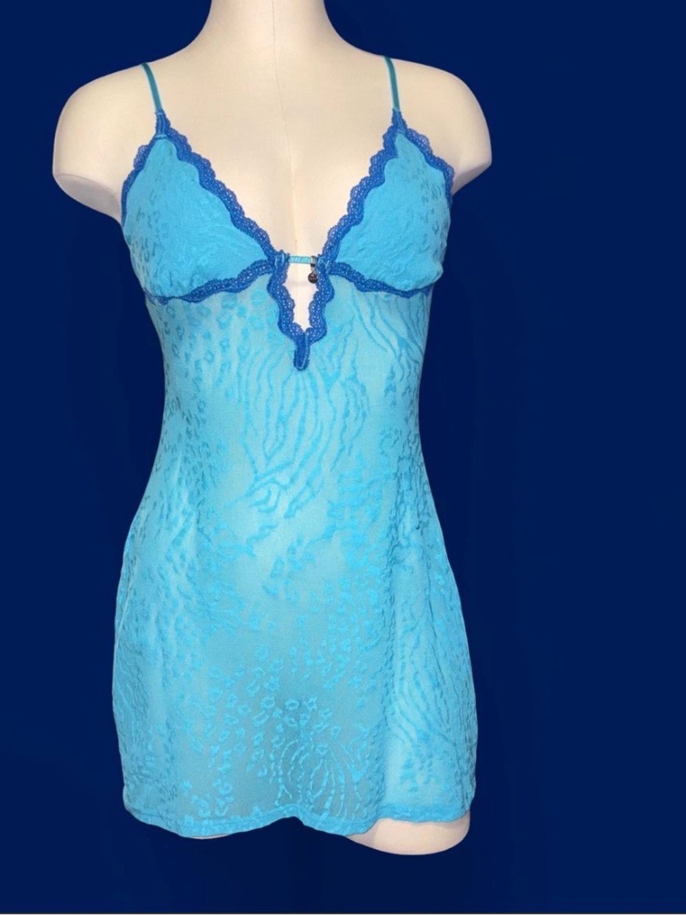 Victoria's Secret Turquoise & Royal Blue Lace Chemise
